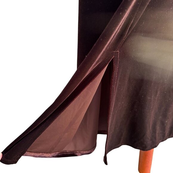 Max Studio Vintage Womens Brown Velvet Short Sleeve Round Neck Flowy Maxi Dress - Picture 6 of 8